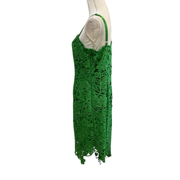 Adelyn Rae Crochet Lace Sleeveless Asymmetrical Hem Dress Large Green NWT - Picture 8 of 16